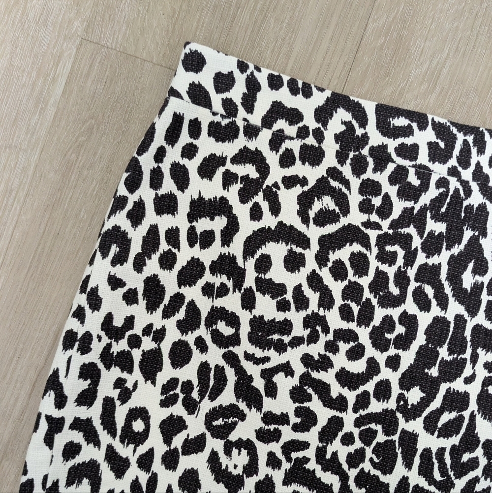 J. Crew Brown and White Animal Print Preppy Secretary Skirt 2 - Picture 3 of 5